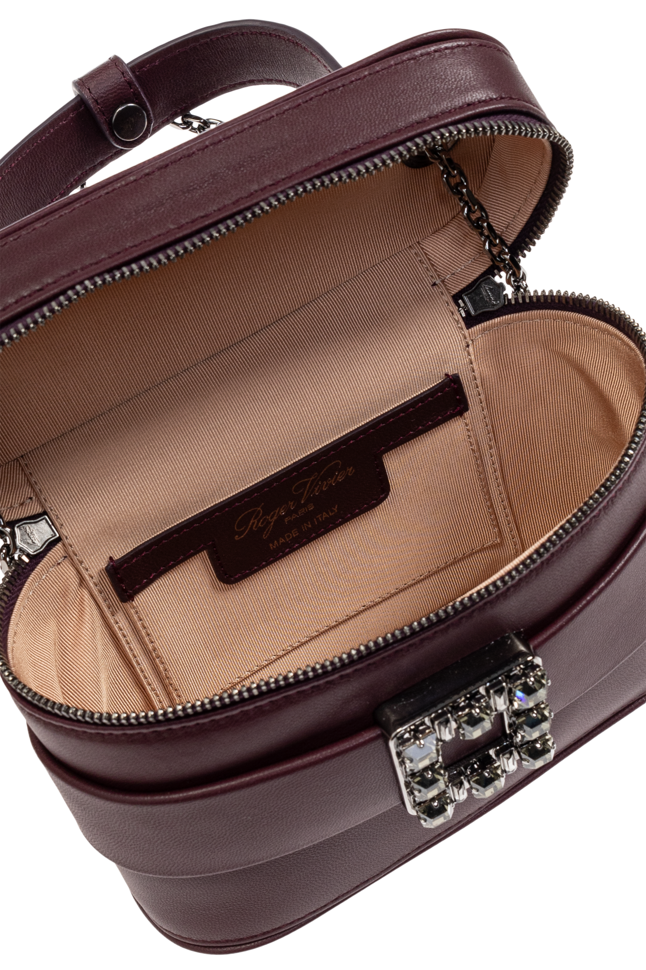 【関税&送料込】Roger Vivier Vanity Case Velvet vanity bag in burgundy - Roger Vivier | Mytheresa